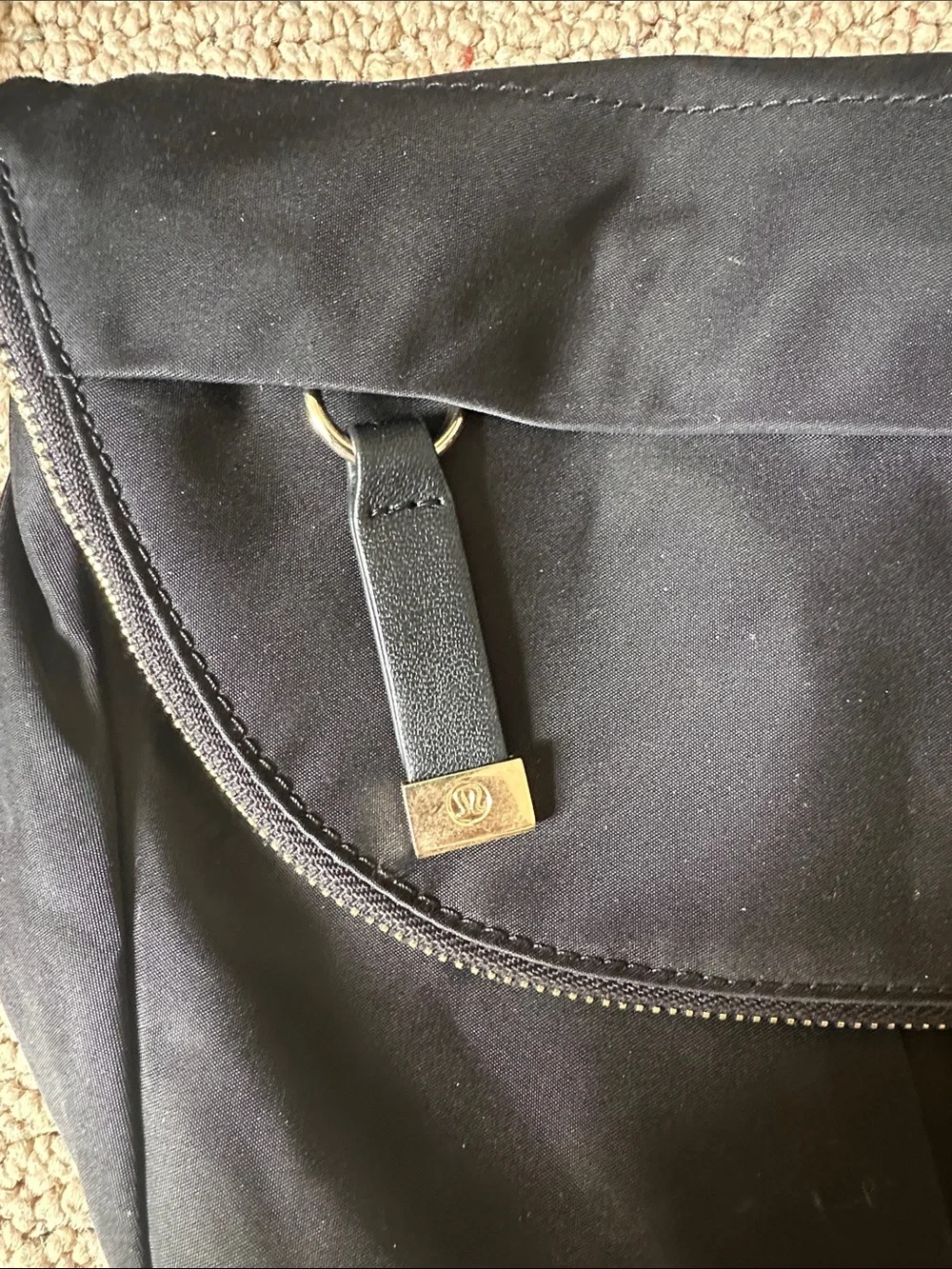 lululemon Black Crossbody all night festival Bag large black w gold hardware